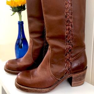 Frye Campus braided leather boots